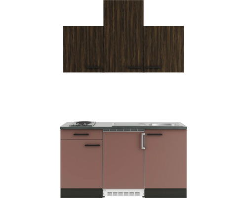 Küchenzeile mit Spüle, Herd und Oberschränken