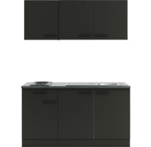 Küchenzeile mit Hängeschränken, Spüle und Kochfeld