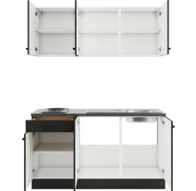 Petite kitchenette avec éléments hauts et éléments bas.