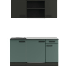 Cuisine moderne avec évier, meubles bas et meubles hauts pour un aménagement de cuisine élégant.