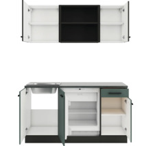 Mini-cuisine compacte avec évier, réfrigérateur et armoire suspendue pour petits espaces