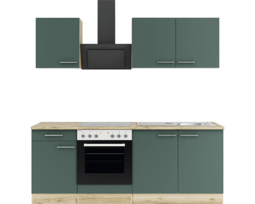Cuisine complète avec armoires murales et hotte aspirante