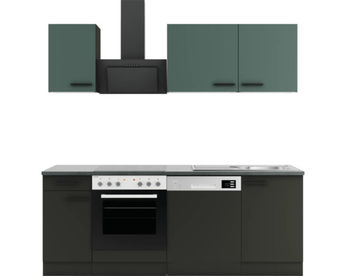 Cuisine complète sans appareils Optifit OPTIkompakt Verona405/Madrid420 vert pierre/anthracite largeur 210 cm KPVM 2179OE-9+