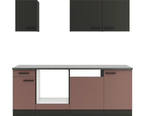 Cuisine complète sans appareils Optifit OPTIkompakt Madrid420/Nizza407 anthracite/rouge rouille largeur 210 cm KPMN 2179OE-9+