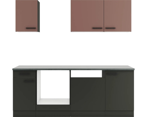 Cuisine complète sans appareils Optifit OPTIkompakt Nizza407/Madrid420 rouge rouille/anthracite largeur 210 cm KPNM 2179OE-9+