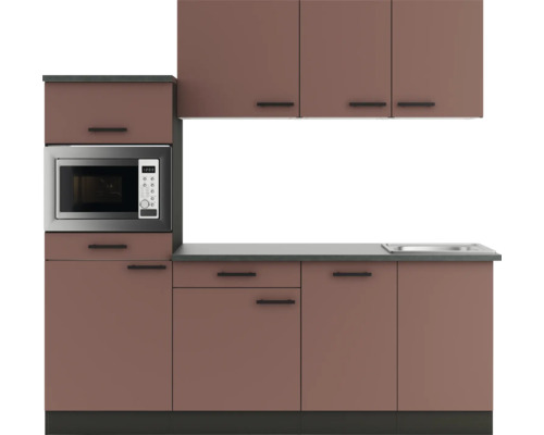 Küchenzeile mit Mikrowelle und Spüle