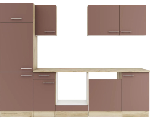 Cuisine linéaire avec éléments hauts et bas et plan de travail