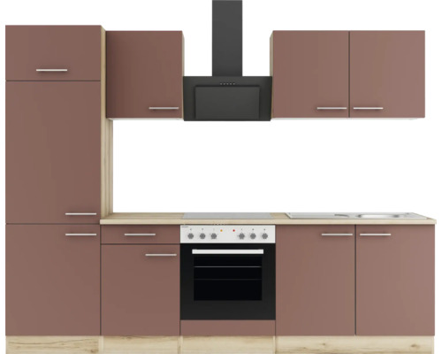 Cuisine linéaire avec éléments hauts et hotte aspirante