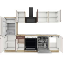 Cuisine complète sans appareils Optifit OPTIkompakt Bari407 rouge rouille/chêne sauvage largeur 270 cm KPBA 2742OE-9+