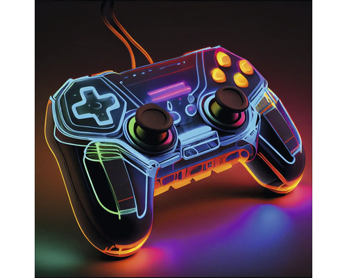 Leinwandbild Neon Controller 27x27 cm