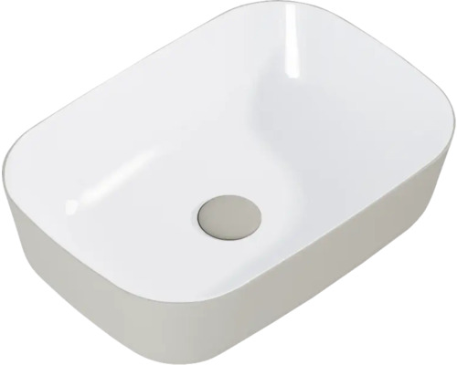 Lavabo à poser en céramique Jungborn 45.5x32.5 cm blanc hautement brillant/fume mat