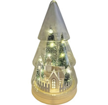 Figurine décorative de sapin de Noël avec maison, arbres et éclairage