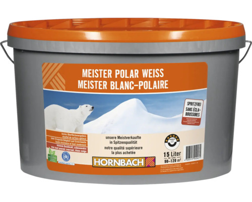 HORNBACH Wandfarbe Meister Polarweiss weiss spritzfrei konservierungsmittelfrei 15 L