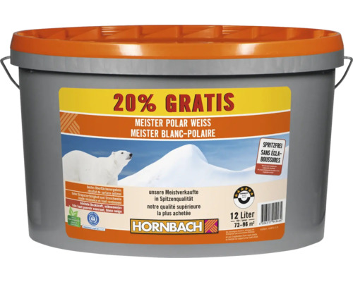 Peinture murale HORNBACH Meister blanc polaire sans sans éclaboussures sans conservateur 12 l