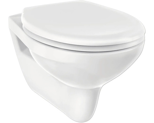 Wand-WC Set form&style Obira Tiefspüler offener Spülrand weiss glänzend mit Beschichtung mit WC-Sitz