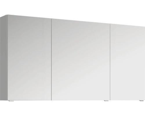 Armoire de toilette Jungborn VENTITRE lxhxp 140x70.3x17 cm blanc brillant Armoire de toilette à miroir à trois portes pour montage mural