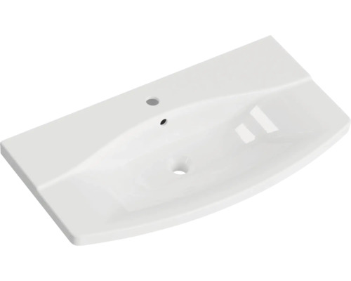 Lavabo en céramique Jungborn VENTITRE 84x4.5.x45 cm blanc brillant Lavabo en céramique blanche avec trou de robinet et trop-plein