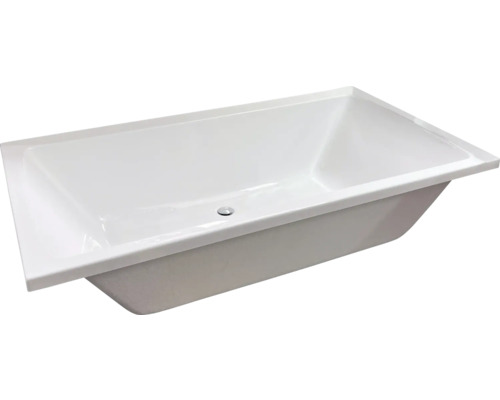 Baignoire VitrA Neon Duo 100 x 180 cm blanc brillant avec pied support et bonde de vidange 58960007000