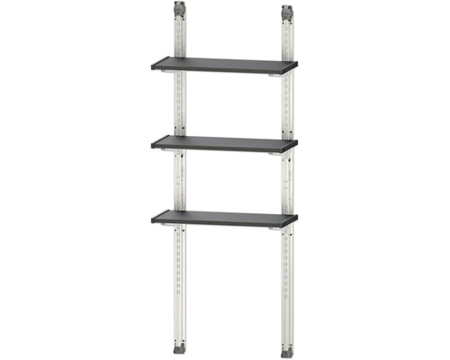 KETER Regal Set 100 Shelving Kit 100 3 höhenverstellbare Einlegeböden anthrazit Regal mit drei Ebenen und Metallelementen