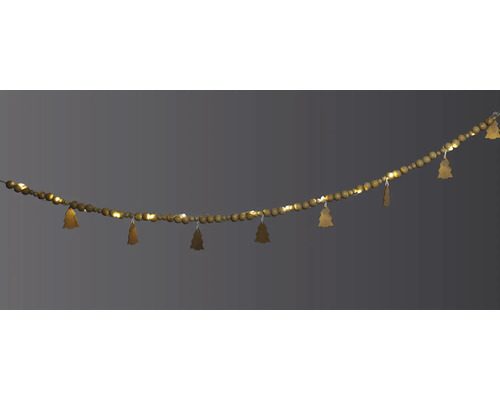 Guirlande lumineuse décorative avec des perles en bois et des pendentifs en forme de sapin de Noël