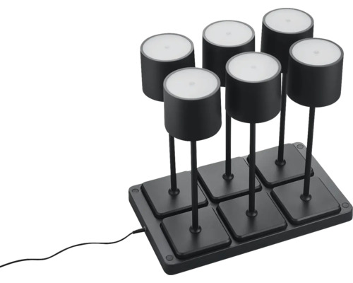 Six lampes de table LED sans fil avec station de charge