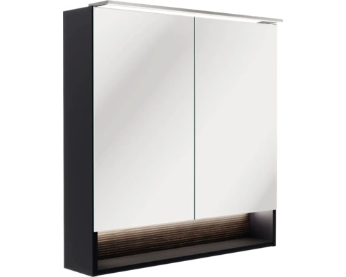 Armoire de toilette à LED FACKELMANN B.Paris lxhxp 70x71.8x15.6 cm noir-rigoletto chêne