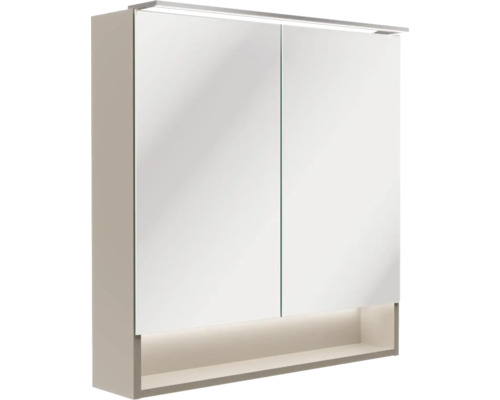 Fackelmann LED-Spiegelschrank B.Paris BxHxT 70 x 71.8 x 15.6 cm cubanit grey Spiegelschrank mit zwei Türen und Ablagefläche