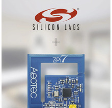 Logo Silicon Labs plus produit Aeotec ZPi7