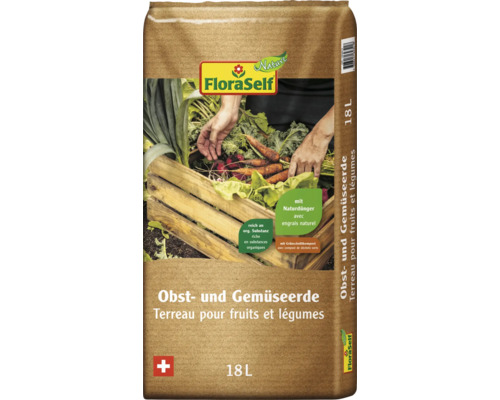 FloraSelf Nature® Terreau pour fruits et légumes sans tourbe 18 l