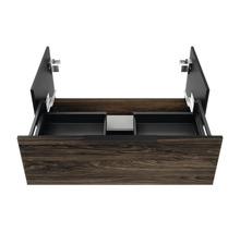 Meuble sous-vasque ouvert avec aspect bois