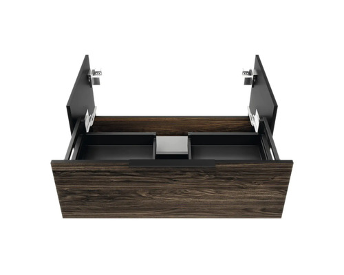 Meuble sous-vasque ouvert avec aspect bois