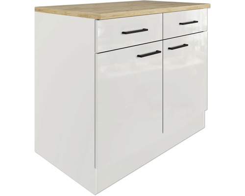 Îlot de cuisine avec plan de travail, tiroirs et compartiments de rangement