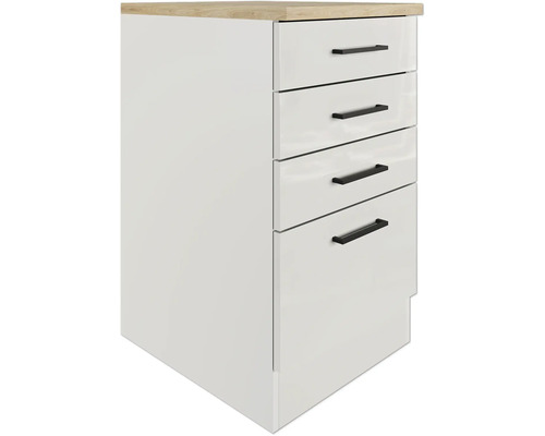 Armoire avec quatre tiroirs et plateau en bois