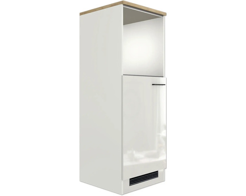 Armoire haute avec compartiment de rangement ouvert et une porte