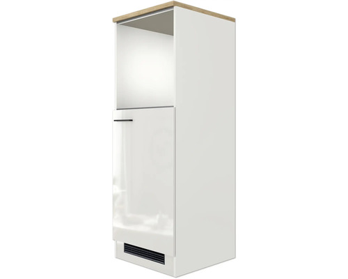 Meuble pour réfrigérateur encastrable/four Flex Well Lund de 88 cm lxpxh 60x60x161,5 cm couleur de façade gris clair brillant tirant réversible (peut être monté à gauche ou à droite)