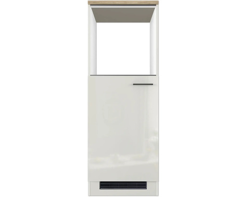 Armoire haute avec porte et compartiment ouvert pour salle de bains