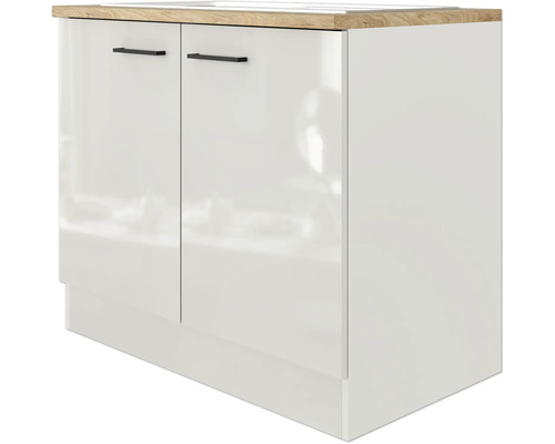 Unterschrank mit zwei Türen und Arbeitsplatte aus Holz