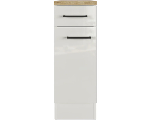 Meuble bas Flex Well avec tiroir et porte pivotante Lund lxpxh 30x60x85 cm couleur de façade gris clair brillant tirant réversible (peut être monté à gauche ou à droite)