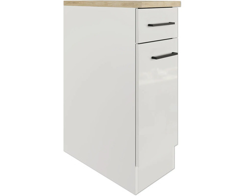 Meuble de salle de bains étroit avec deux tiroirs et plan de travail