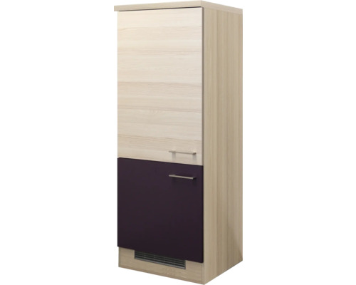 Meuble pour réfrigérateur intégré de 88 cm Flex Well Focus lxpxh 60x60x162 cm façade acacia aubergine - corps acacia