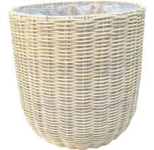 Runder Pflanztopf aus Rattan mit Kunststoffeinsatz