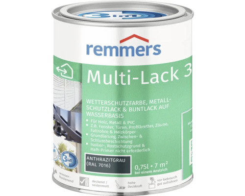Boîte de peinture multi-usage Remmers 3 gris anthracite (RAL 7016) de 0,75 litre