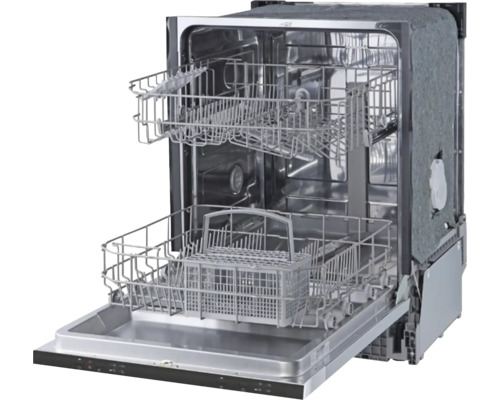 Lave-vaisselle ouvert avec intérieur et paniers à vaisselle