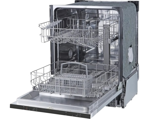 Lave-vaisselle ouvert avec deux paniers