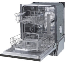 Lave-vaisselle ouvert avec deux paniers à vaisselle