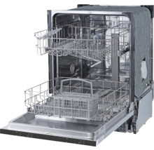 Lave-vaisselle ouvert avec deux paniers et un panier à couverts
