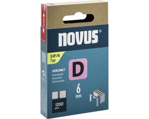 Agrafes à fil plat Novus type D 53 F 6 mm 1200 pièces