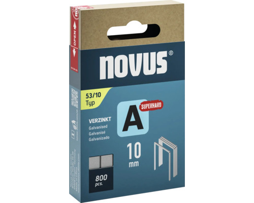 Agrafes à fil fin Novus type A 53 10 mm Super Hard 800 pièces
