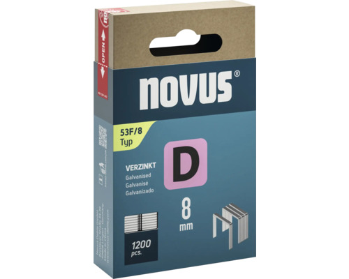 Agrafes à fil plat Novus type D 53 F 8 mm 1200 pièces