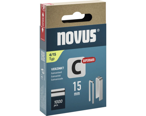 Agrafes à dos étroit Novus type C 4 15 mm 1000 pièces